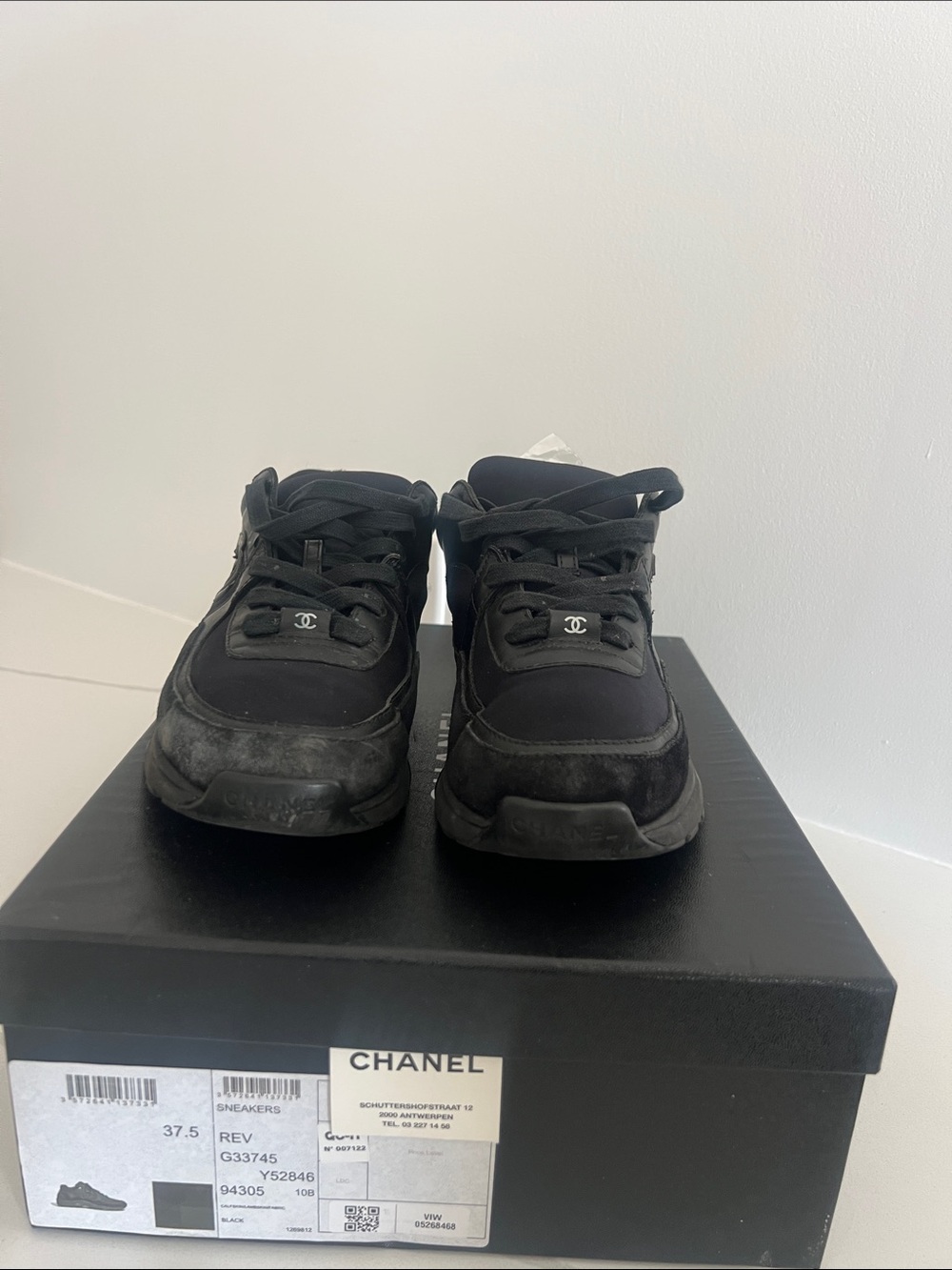 CHANEL Black Logo Sneakers